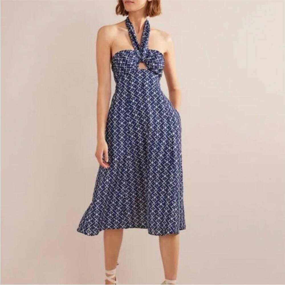 Boden Dress Halter Neck Back Zip Sleeveless Size 6 Women's